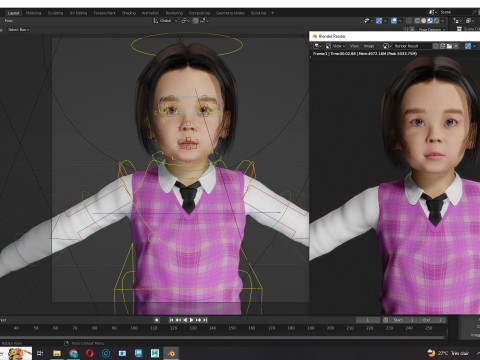 Yuna-Realistic Korean girl Modello 3D