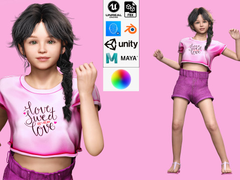 Merry-realistic sweet girl 3Dモデル