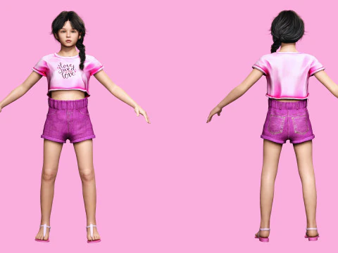 Merry-realistic sweet girl 3D Model