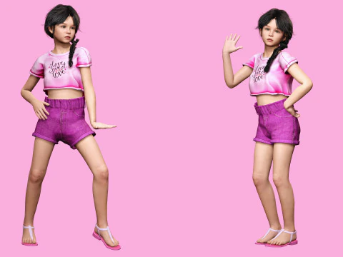 Merry-realistic sweet girl 3D Model