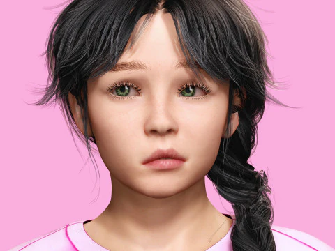 Merry-realistic sweet girl 3D Model