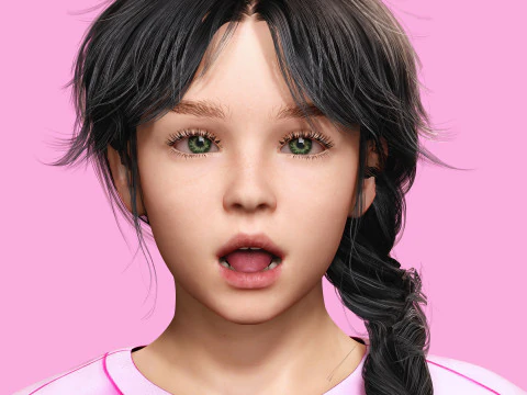 Merry-realistic sweet girl 3D Model