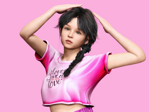 Merry-realistic sweet girl 3D Model