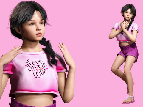 Merry-realistic sweet girl 3D Model