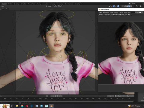 Merry-realistic sweet girl 3D Model