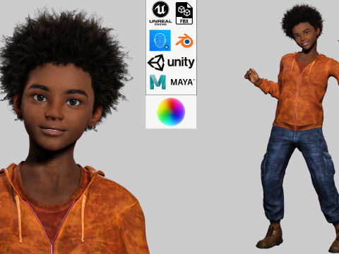 Sipho - Realistic African child 3D Model
