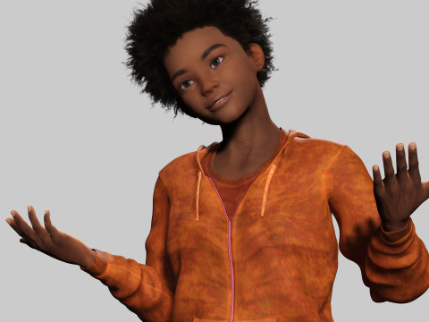 Sipho - Realistic African child 3D Model