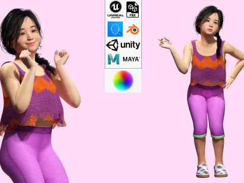Lalita-Realistic asian girl 3D Model