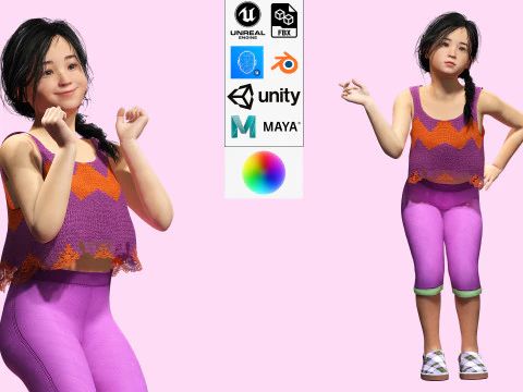 Лаліта-реалістична азіатська дівчина 3D Модель