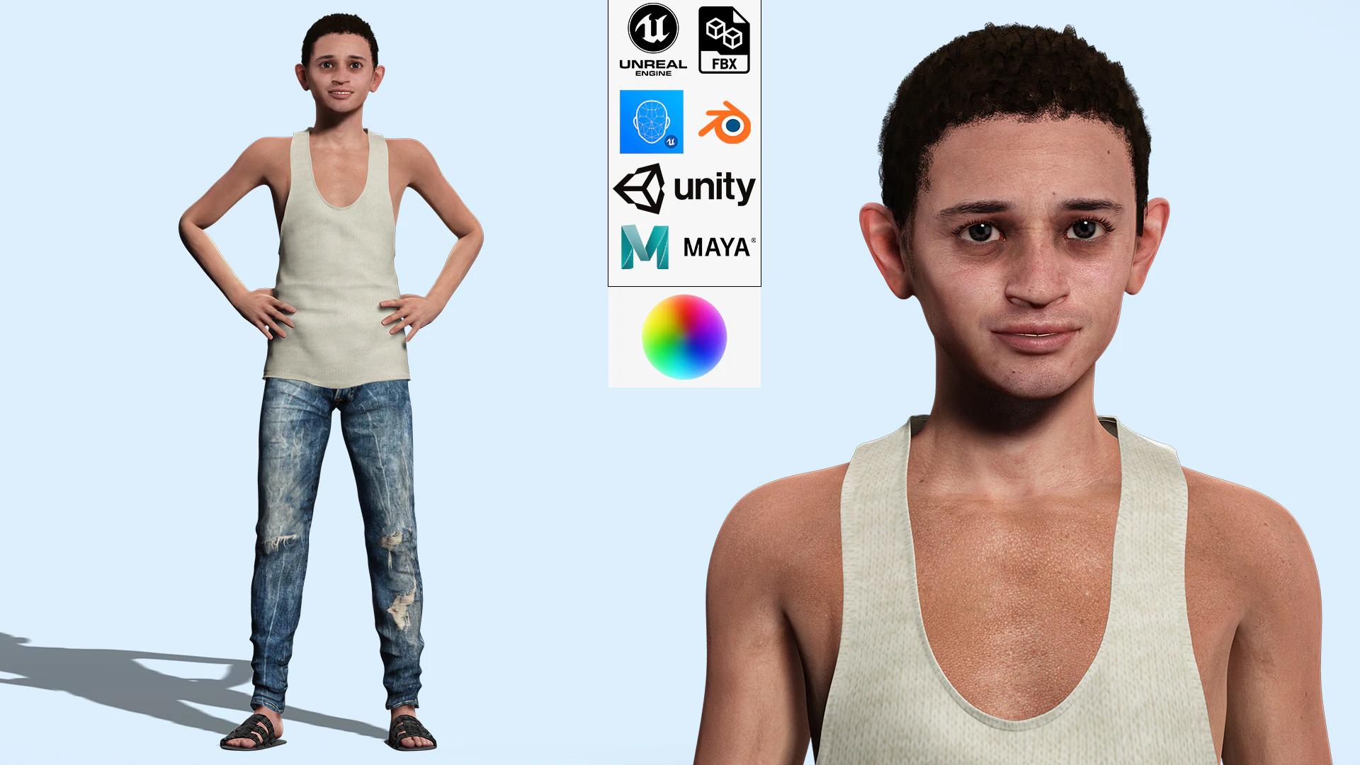 Mostafa-Realistic Arabic boy 3D Model .c4d .max .obj .3ds .fbx .stl .blend 
