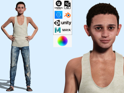 Mostafa-Realistic Arabic boy 3D Model