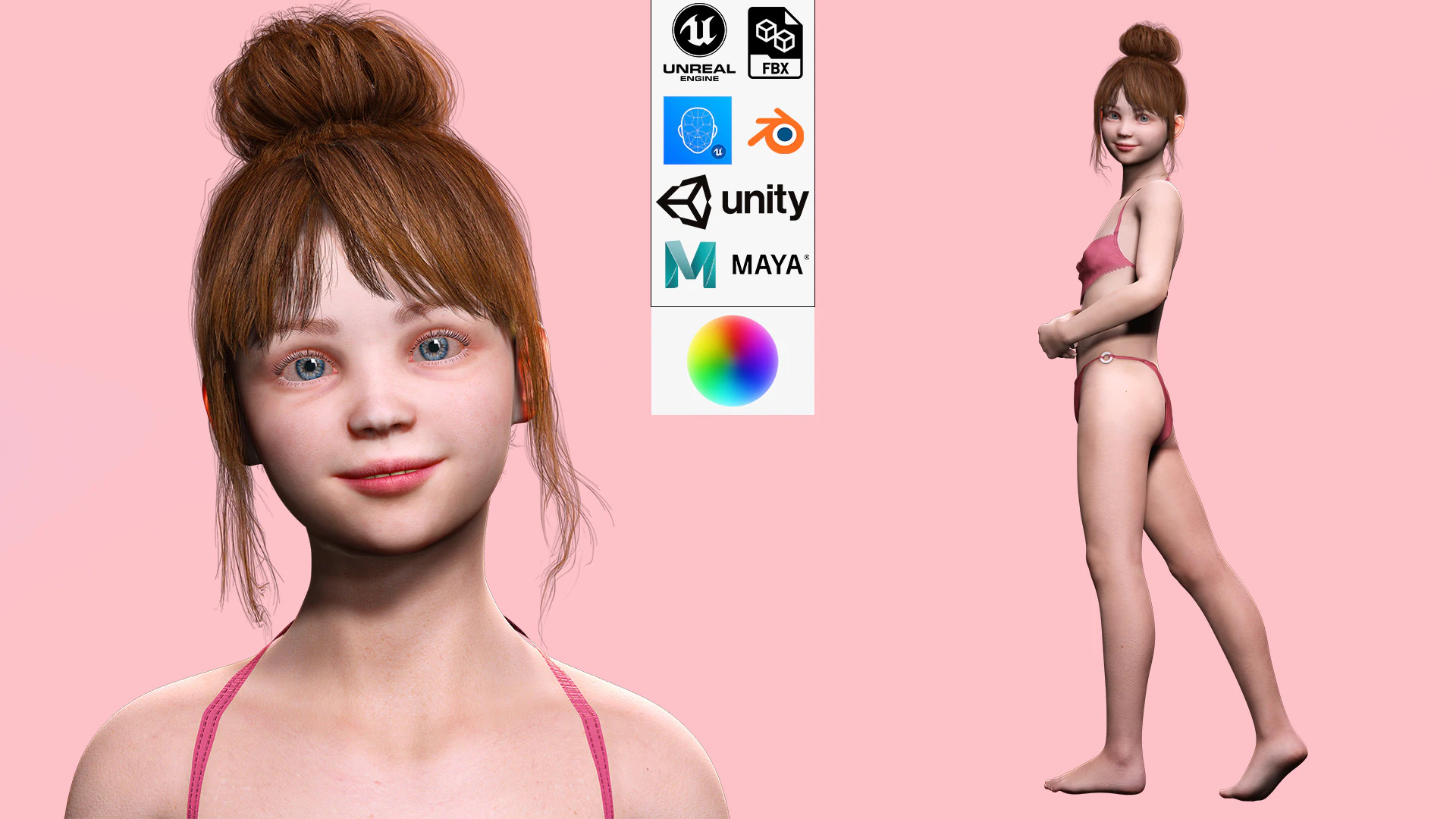 Sonya-Realistic Girl in swiming dress Sweet girl 3D Model .c4d .max .obj .3ds .fbx .stl .blend 