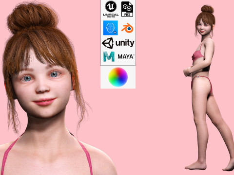 Sonya-Realistic Girl in swiming dress Sweet girl 3D Модель