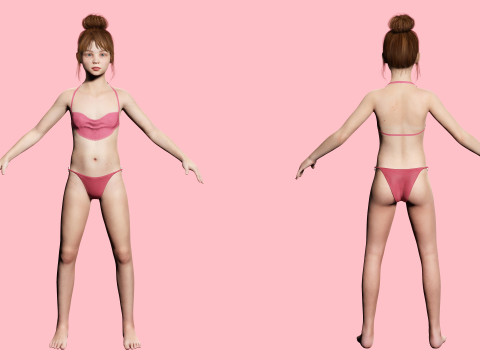 Sonya-Realistic Girl in swiming dress Sweet girl 3D Model