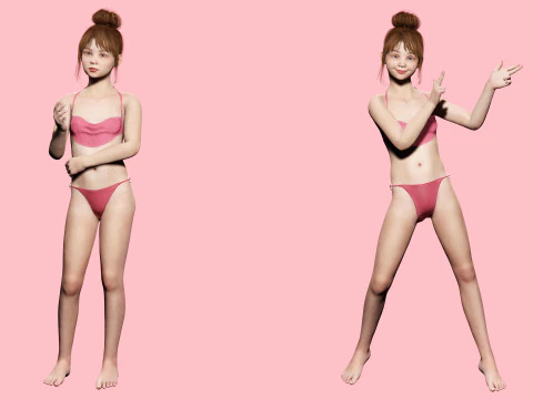 Sonya-Realistic Girl in swiming dress Sweet girl 3D Model