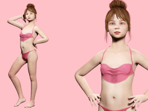 Sonya-Realistic Girl in swiming dress Sweet girl 3D Model