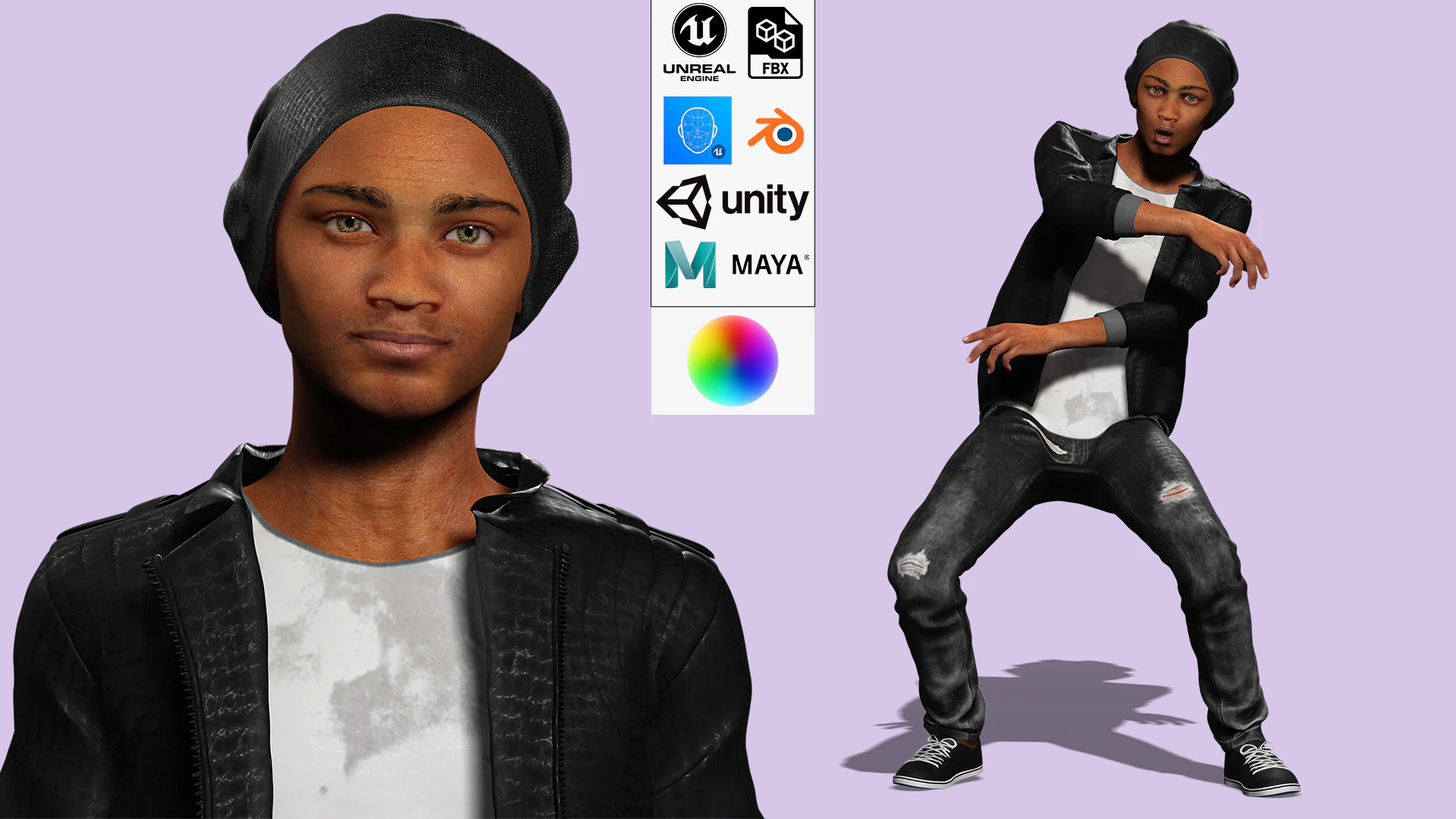 Zak-Realistic African American Boy 3D Model .c4d .max .obj .3ds .fbx .stl .blend