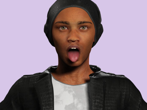 Zak-Realistic African American Boy 3D Model