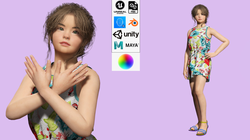 Angelie - Realistic Sweet Girl Modello 3D .c4d .max .obj .3ds .fbx .stl .blend