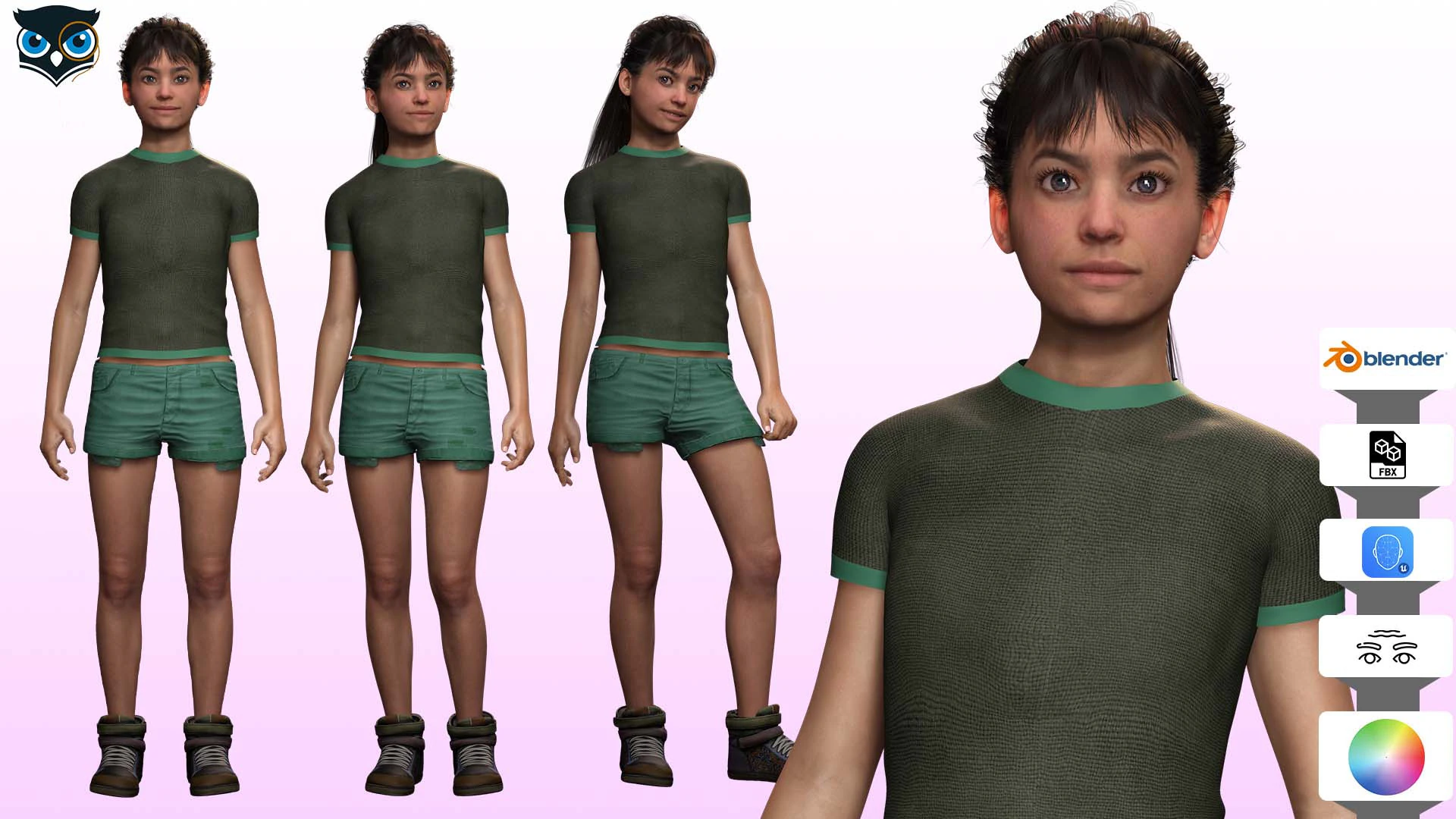 Amna -Realistic Girl Child 3D Model .c4d .max .obj .3ds .fbx .stl .blend