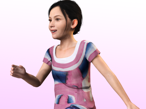 Riya - little girl Low-poly kid Modèle 3D