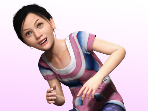 Riya - little girl Low-poly kid Modèle 3D