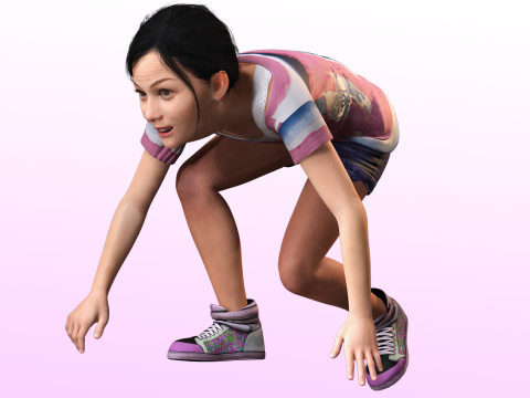 Riya - little girl Low-poly kid Modèle 3D