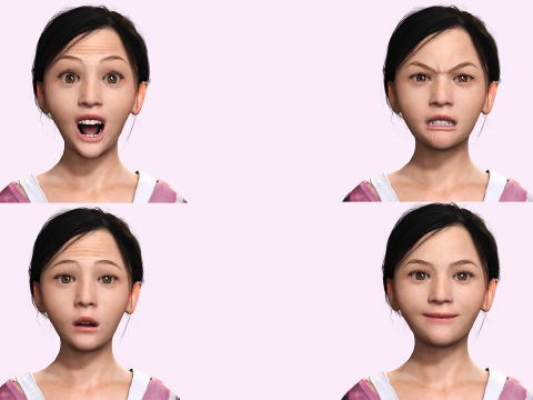 Riya - little girl Low-poly kid Modèle 3D