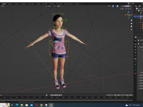 Riya - little girl Low-poly kid Modèle 3D