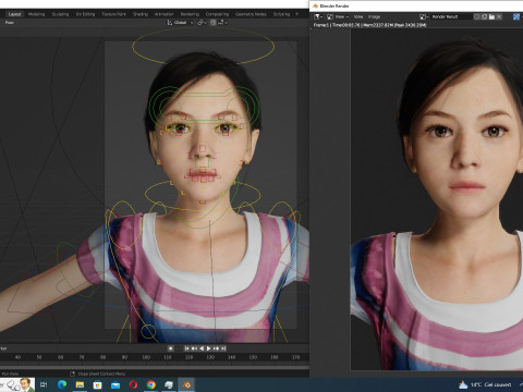 Riya - little girl Low-poly kid Modèle 3D