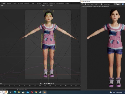 Riya - little girl Low-poly kid Modèle 3D