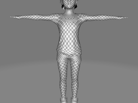 Riya - little girl Low-poly kid Modèle 3D