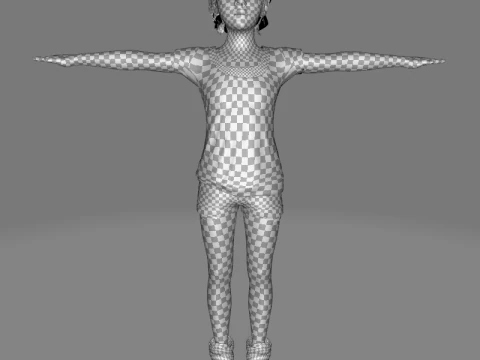 Riya &ndash; kleines M&auml;dchen. Low-Poly-Kind 3D Modell