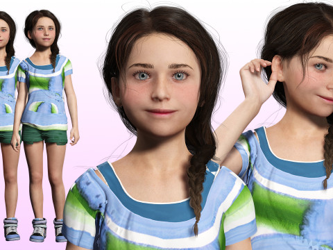 Lily -Realistic Sweet Girl Child Sister 3D Model