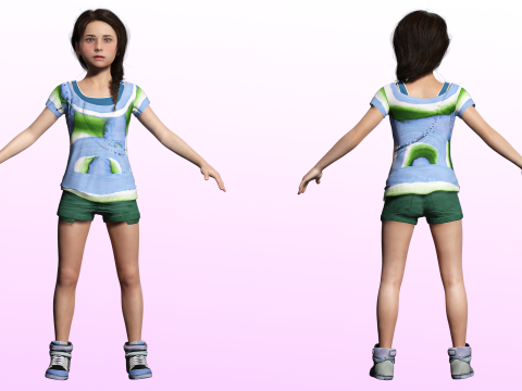 Lily -Realistic Sweet Girl Child Sister Modèle 3D