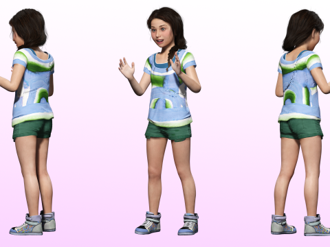 Lily -Realistic Sweet Girl Child Sister Modèle 3D