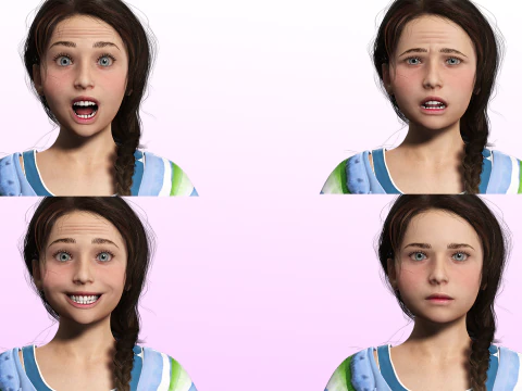 Lily -Realistic Sweet Girl Child Sister 3D Model