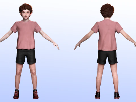 Ethan - 주근깨가 있는 현실적인 아이 3D 모델