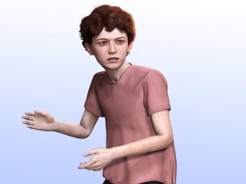 Ethan - 주근깨가 있는 현실적인 아이 3D 모델