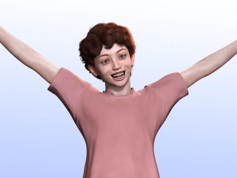 Ethan - 주근깨가 있는 현실적인 아이 3D 모델