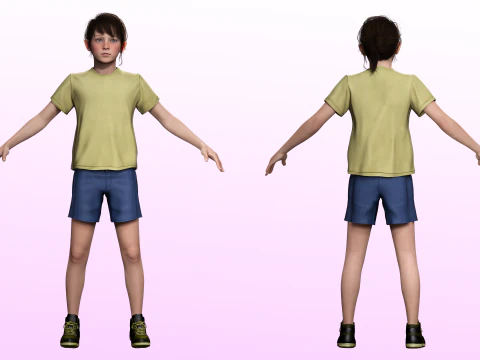 Isabella-Realistic teenager girl kids 3D Model