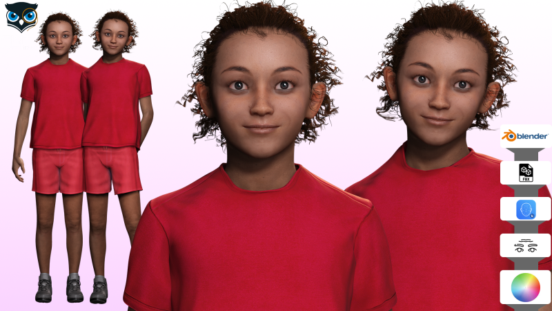 Sabrina - Realistic African Girl kid Modelo 3D .c4d .max .obj .3ds .fbx .stl .blend