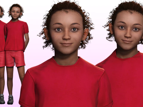 Сабріна - реалістична африканська дівчинка 3D Модель