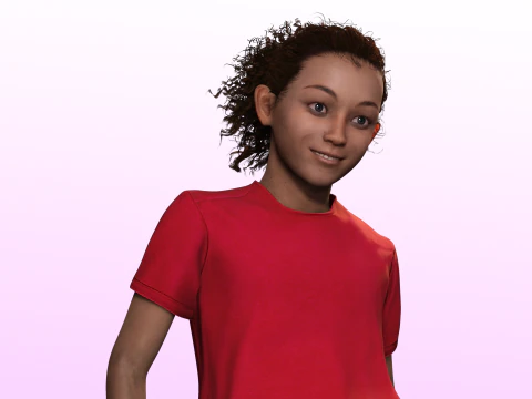Sabrina - Realistic African Girl kid 3D Model