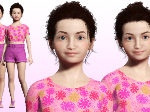 Sanaya -Realistic Girl Ready For Render and Animation kid 3D Model