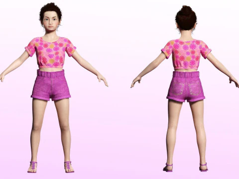 Sanaya -Gadis Realistis Siap Untuk Anak Render dan Animasi Model 3D