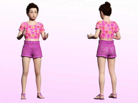 Sanaya -Gadis Realistis Siap Untuk Anak Render dan Animasi Model 3D