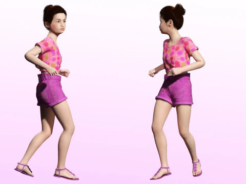 Sanaya -Gadis Realistis Siap Untuk Anak Render dan Animasi Model 3D