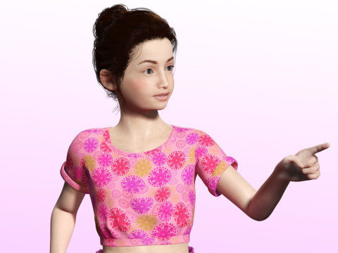 Sanaya -Realistic Girl Ready For Render and Animation kid 3D Модель
