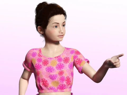 Sanaya -Gadis Realistis Siap Untuk Anak Render dan Animasi Model 3D